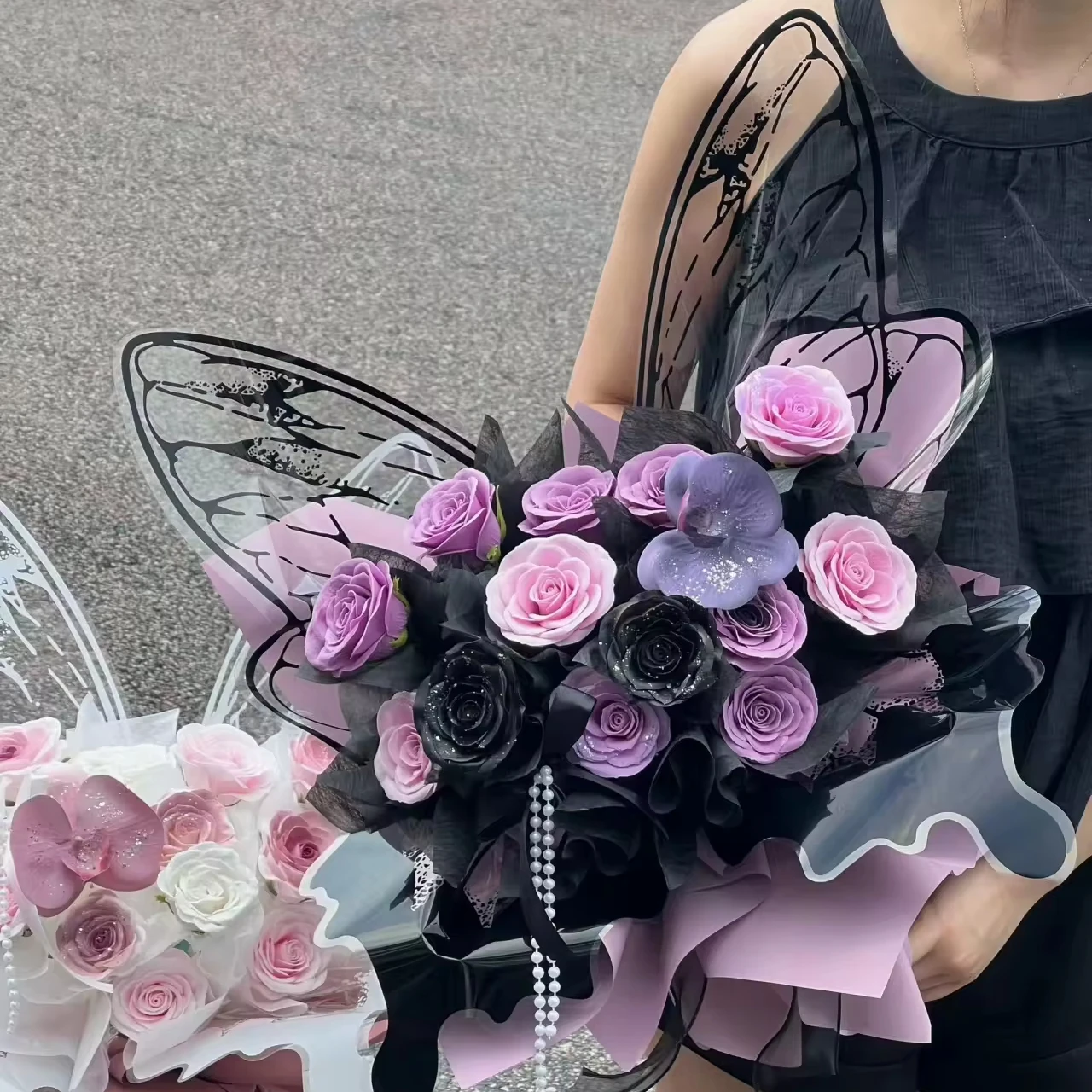 Transparent Crystal Dish Wings Wrapping Paper Flower bouquet Wrapping Flower opp Paper Shaped Paper bouquet diy material