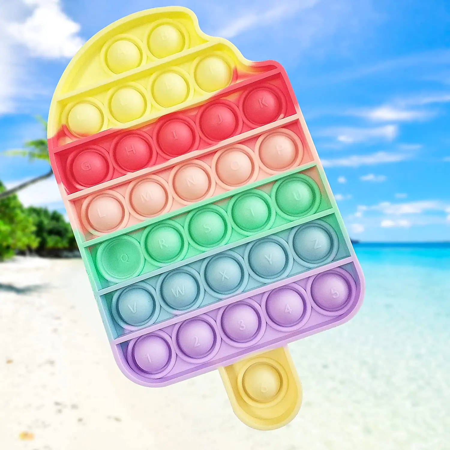 Dropshipping Kids Stress Relief Popsicle Rainbow Silicone Push Bubble Pop Fidget Toy Ice Cream Pop Fidget Toys Set Pack