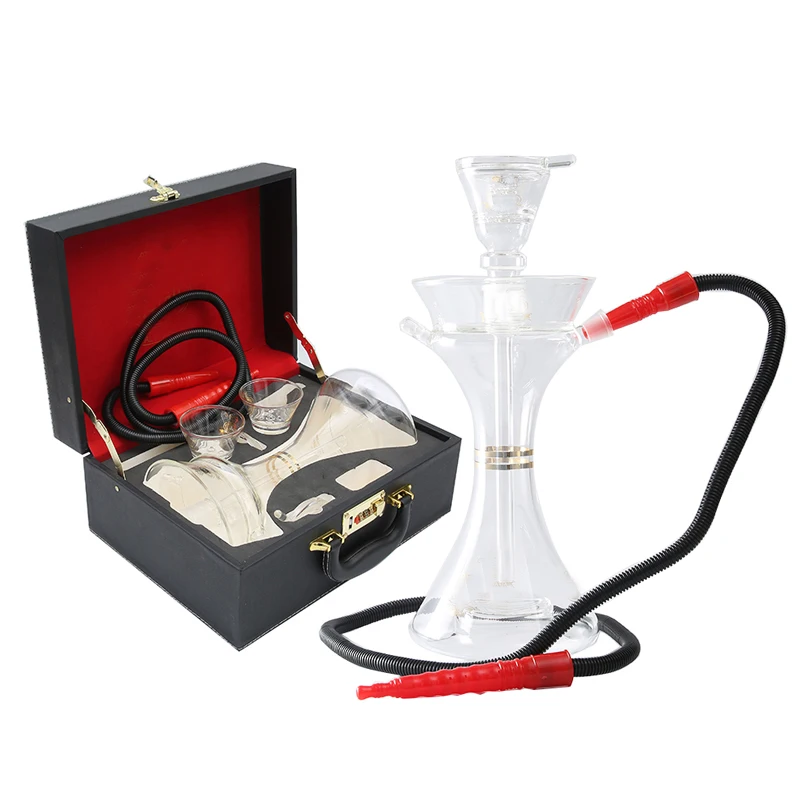 Wholesale High Quality Customized Creative Mini Tobacco Hookah Shisha Set Portable Glass Shisha with LED and Mirror Techniques