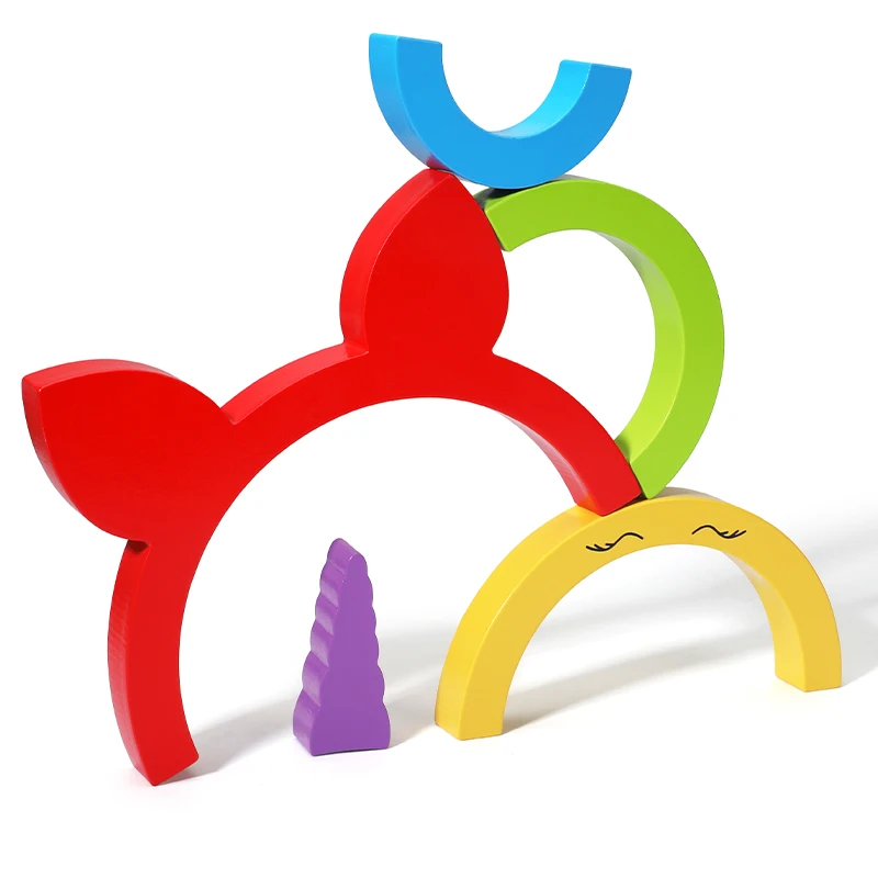New Montessori Baby Rainbow Blocks DIY Toys Kids Creative Rainbow Building Blocks Educational Toy Children Gifts