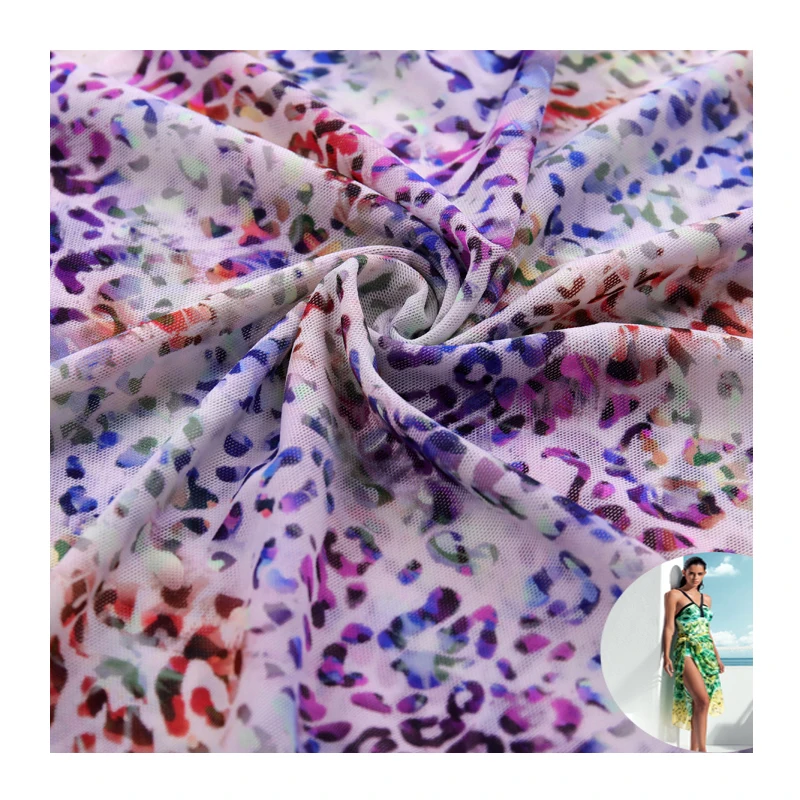 Изготовленные на заказ разных цветов с леопардовым принтом, тянущаяся в 4 направлениях, цифровая печать Отделка: тюль, сетка, ткань для пошива купальных костюмов