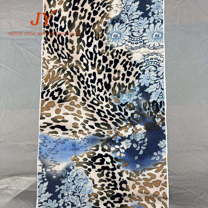 Китайская фабрика, голубая Комбинированная ткань, бархатная ткань для одежды, ткань с леопардовым принтом