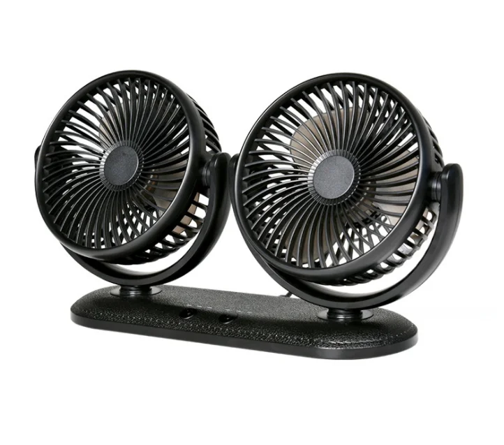 NEW Design 12V/24V Universal Car Fan Dual Head Electric Usb Mini Auto Cooling Fan