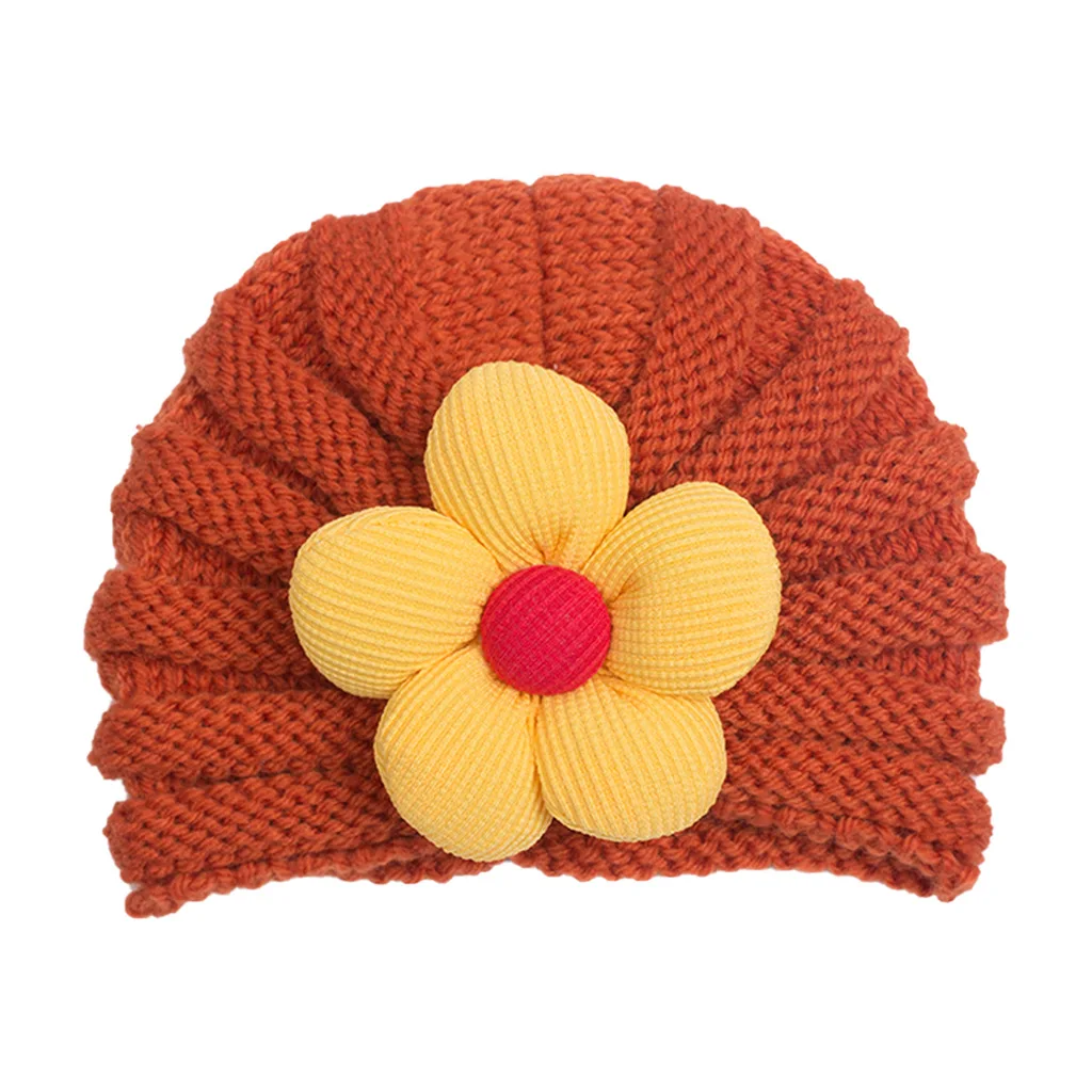 Fashion Baby Boy High Quality Winter Custom Knit Flower Shape Hats Baby Beanie Hats For Baby