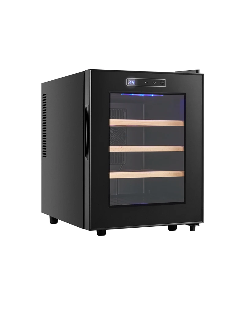 Compressor Commercial 12 Bottles Compressor Cooler Black Unique Body Metal Steel Wood Stainless Frame Power Electronic Parts