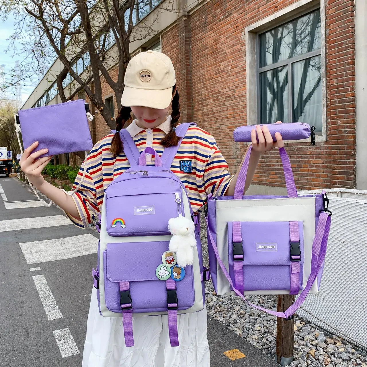 2024 Factory Wholesale School Backpack Set of 4 pcs High Middle Students School Bag sets Hot Selling Girls Large School Bag