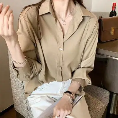 Fall Clothes Winter Silk Career Plus Size Womens Blouses & Shirts Long Sleeve Women Dresses 2022