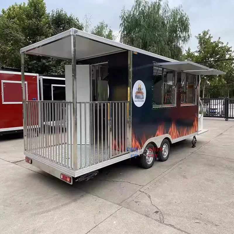 mobile BBQ food trailer fully equipped with porch barbecue food truck trailer for sale USA DOT approved food trailer
