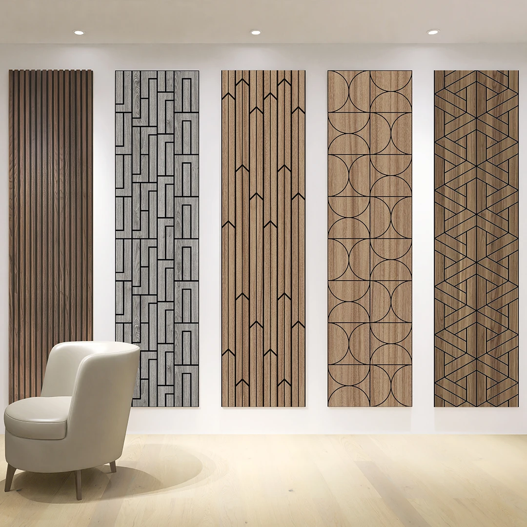 KASARO New 3D model design sound absorption slatted decorative MDF acoustic panels for walls