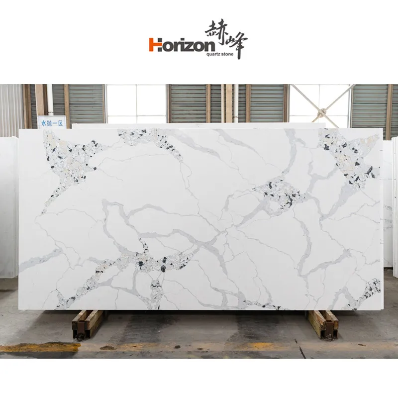 horizon faux stone panels 2cm 3cm calacatta chinese artificial marble kitchen countertops quartz slab