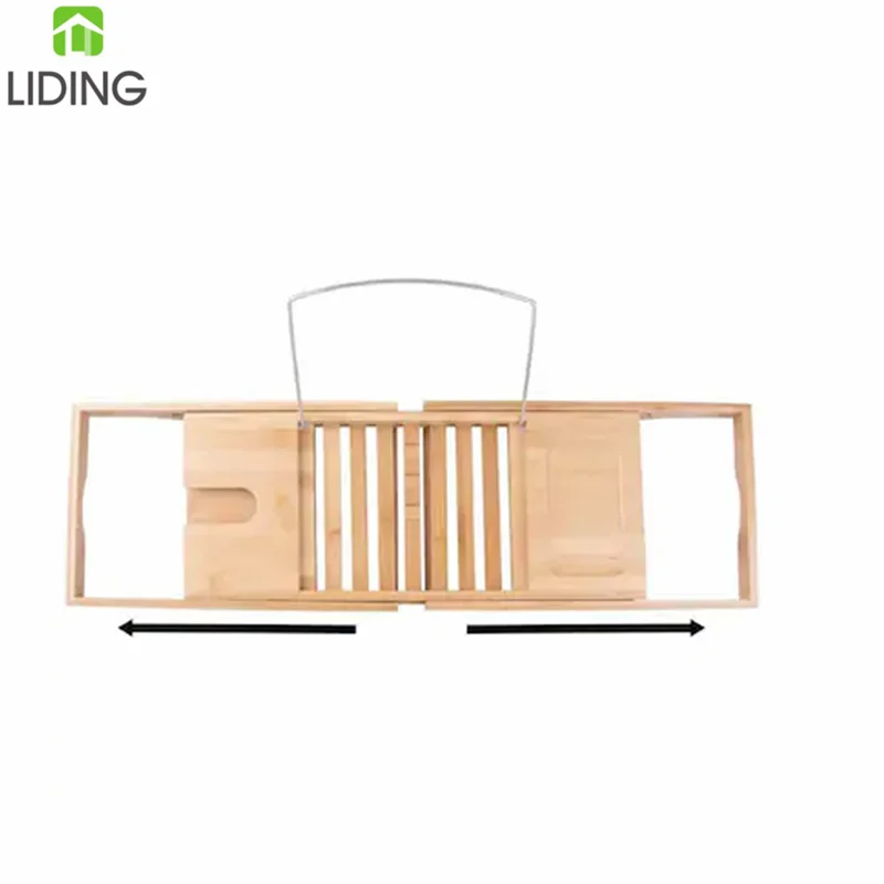 Luxury Bathtub Caddy Extendable Bamboo Wood Organizer Tray with Drinks Book Tablet &Phone