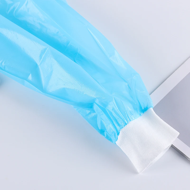 Isolation Gowns Disposable with Thumb Loops Waterproof CPE Blue Odorless PPE Gowns Unisex Adult Labs