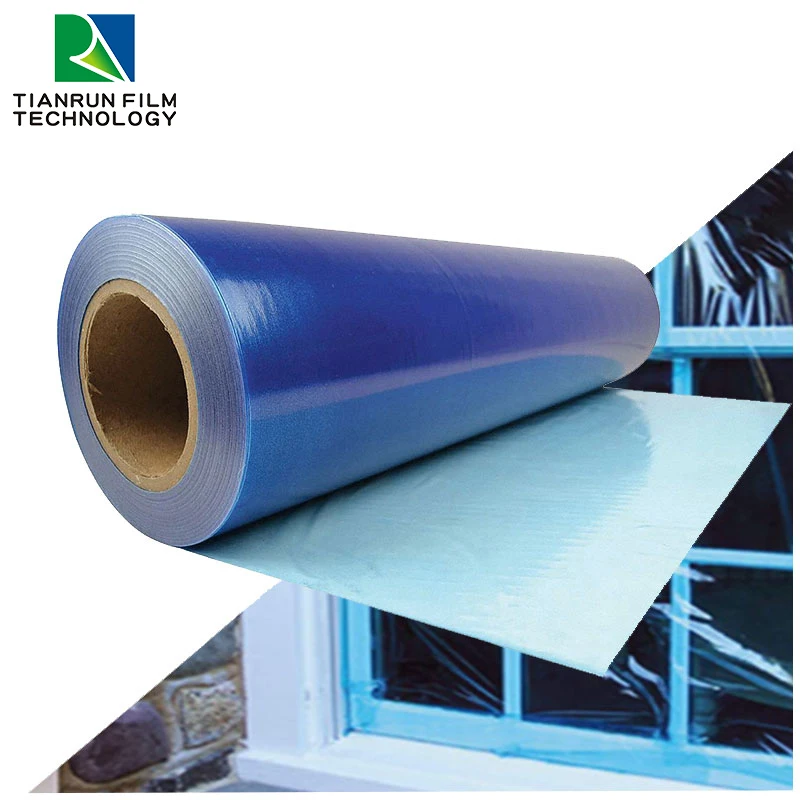 Blue Transparent adhesive blue window protection film for optimal surface protection PE Glass protection film