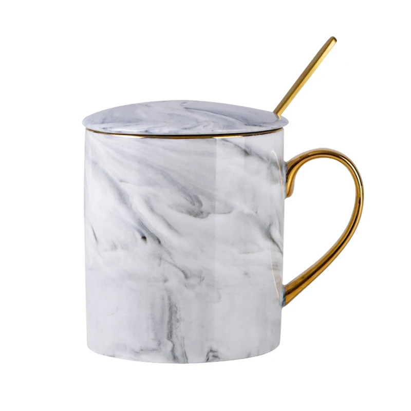 Wholesale Hot Sale 400ml High Temperature Ceramic Marble Mug With Gold Rim