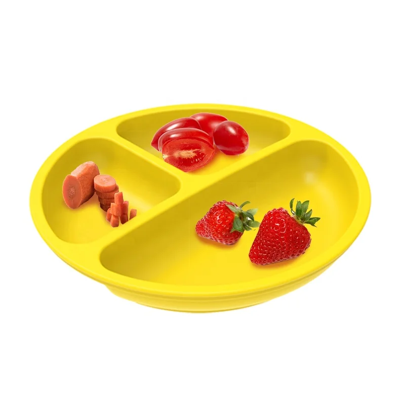 Wellfine Amazon Hot Sales Silicone Baby Plates for Toddler Kid Eco-friendly Non-toxic Silicone Suction Plate Baby