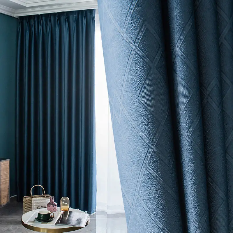 2022 Factory Wholesale High Quality Ready Made Custom Make Design Emboss Blackout Window Curtain for Living Room