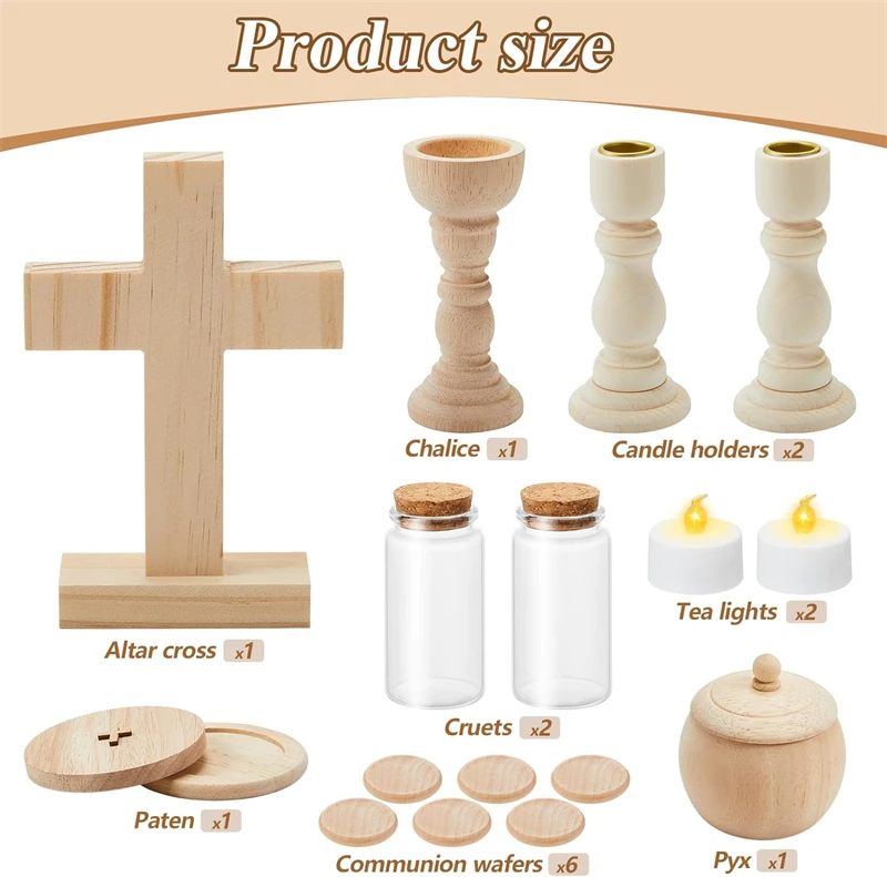 Catholic Gifts for Kids Mass Kit Wooden Mass Play Set Kids Catholic Baptism Gifts Birthday Gift Candle Holder