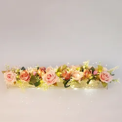 Rose Clear Acrylic Flower Vase Rectangular Home Wedding Tabletop Vase Centerpieces Ins Style European American Flower Vase