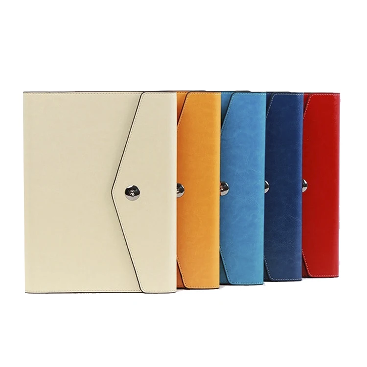 High quality white color PU faux leather metal button closet organizer planner loose-leaf