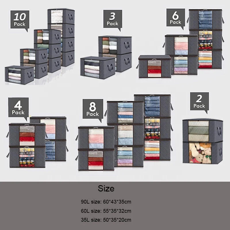 Amazon hot selling 60L reinforced thick non-woven storage box