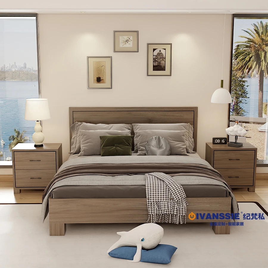 Luxury Modern Design Hotel Furniture Bedroom Set Queen/King Size Wood Bed Wholesale For Hotels and Apartments