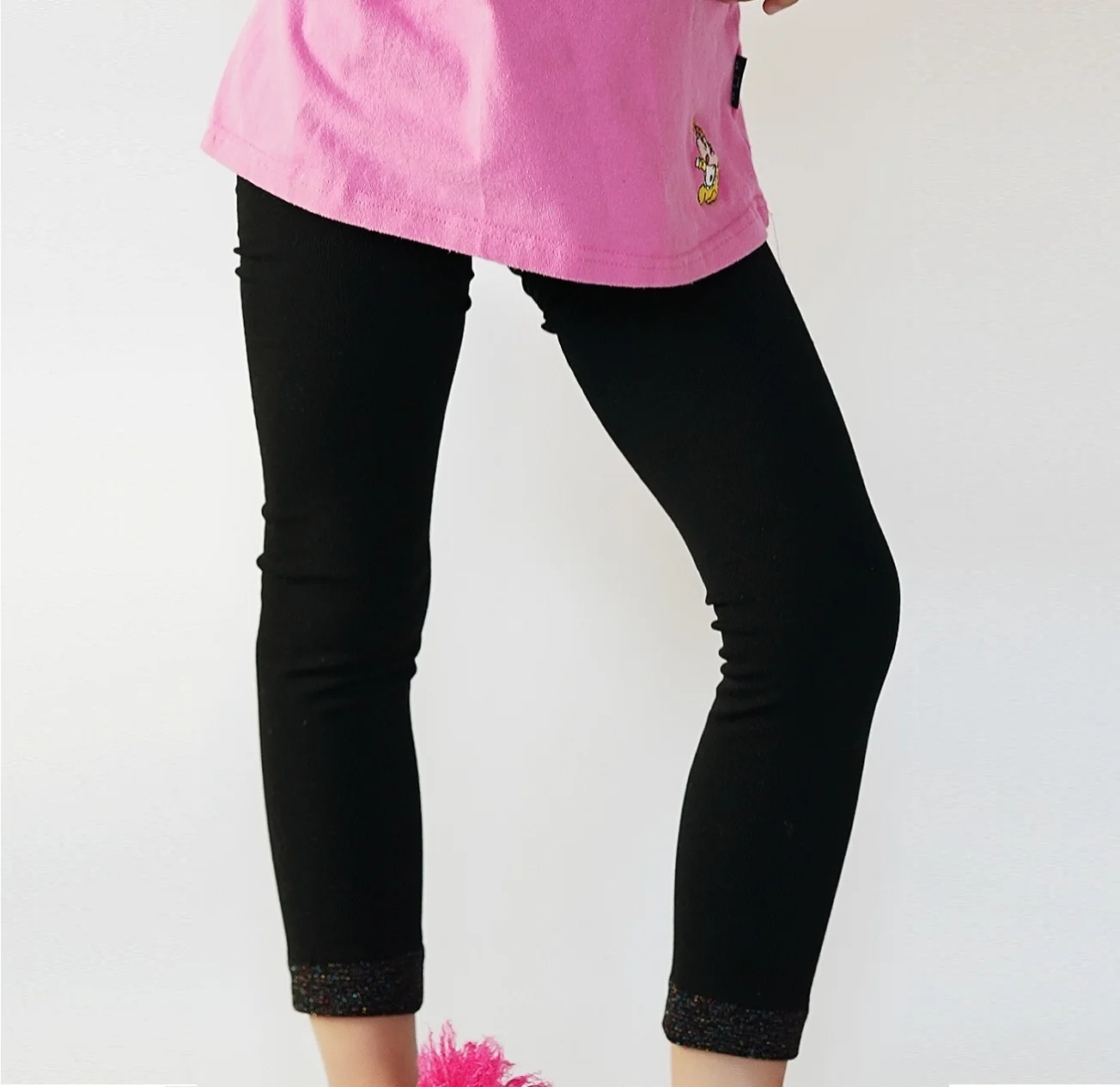 OEM Bling Bling Cozy Girls Warm Fleece Brushed Winter Leggings Kids Pantyhose Tights