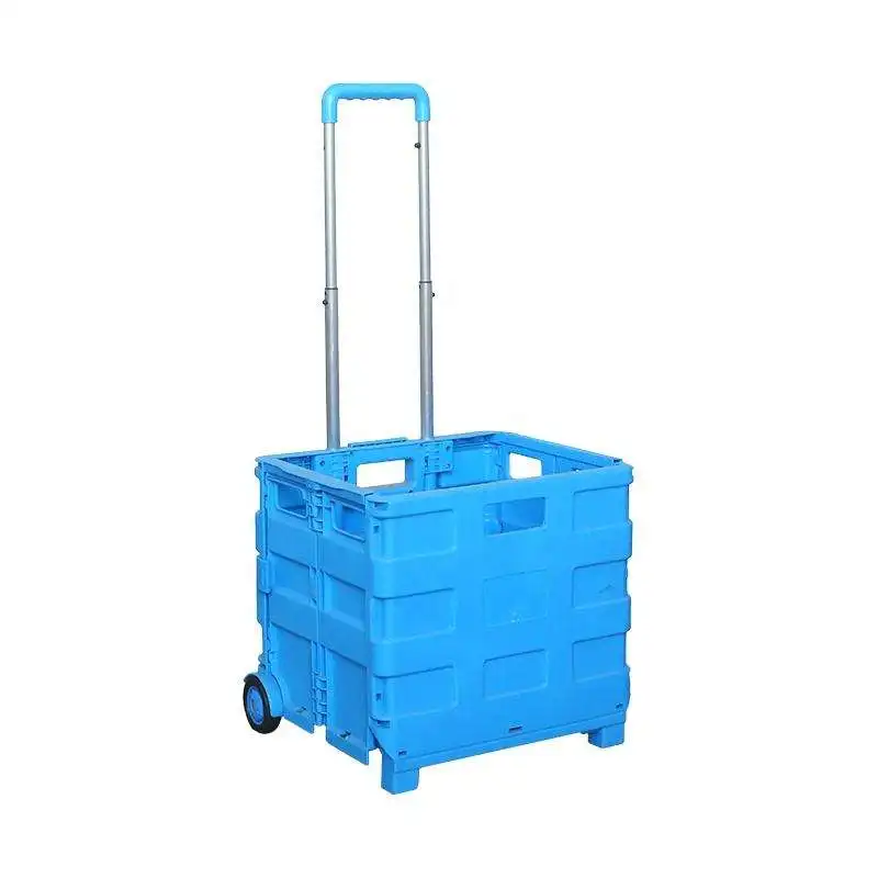 China Factory Hot Selling Pack And Roll Collapsible Portable Reusable Luggage Cart Fold-out Plastic Supermarket Trolley