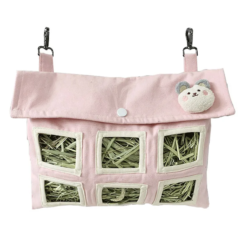 New Design Hanging Small Animal Grass Storage Feeder Nylon Waterproof Hanging Rabbit Hay Bag