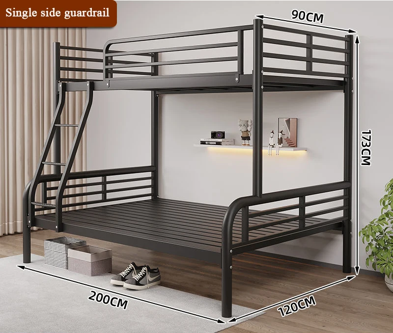 Steel bunk bed, high and low iron frame bed for home and hotel