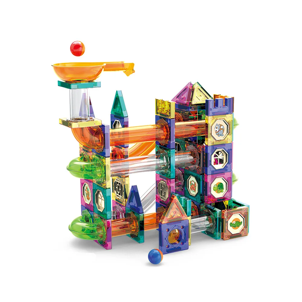 Hot Sale 94pcs Marble Run Building Blocks Kids Montessori Educ Magnetic Toy DIY Slide Marble Race Run Assembling Track Balls