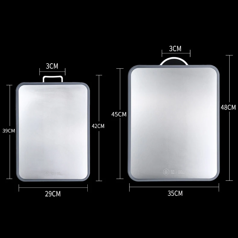 Kitchen  Various Sizes Rectangular Metal Non Slip Double Sided Plastic and Stainless Steel Chopping Board