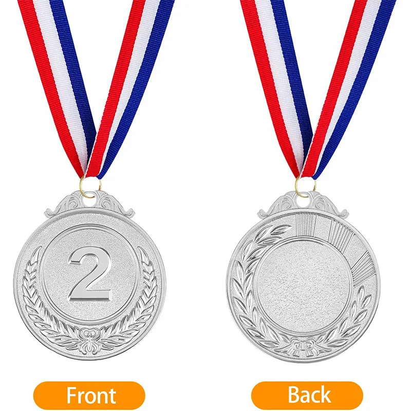 Wholesale World Games Style 2 Inches Metal Winner Gold Silver Bronze Award Medals with Neck Ribbon