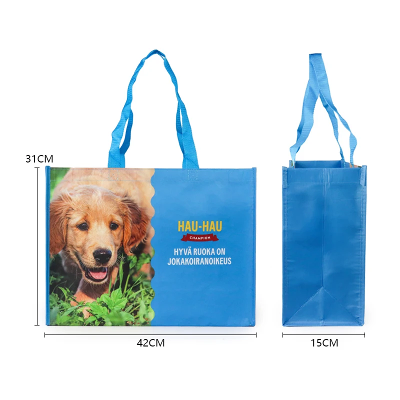 Custom Logo Eco-friendly Reusable PET Non-Woven Tote Bag Durable Polyester Fabric Handled Letter Pattern Gift Packaging Shopping
