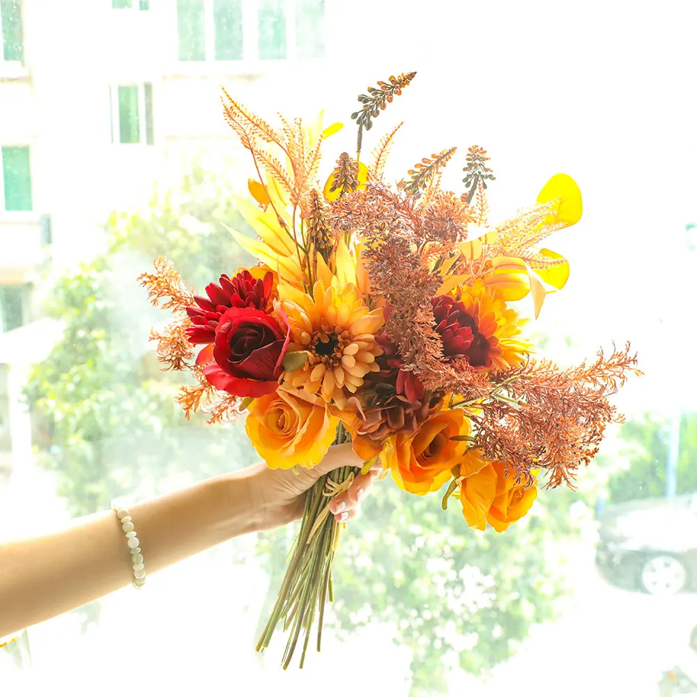 Artificial fabric autumn and winter flowers autumn color bouquet