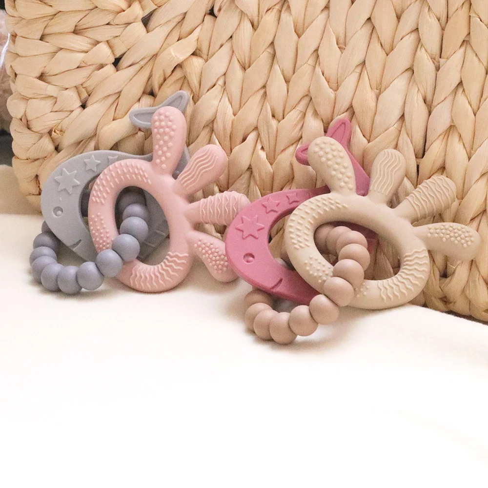 LoveBond Baby Teether Whale Learning Loop Silicone Teether Beech Ring for Babies BPA Free  Infant Teething Toy