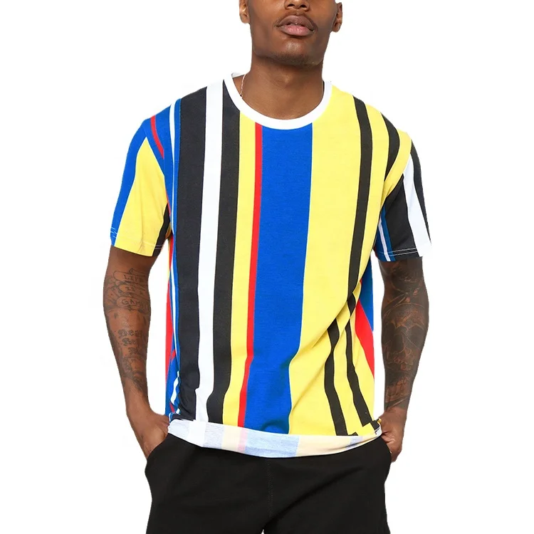 custom designer logo heavyweight t-shirt wholesale cotton tshirt high quality bulk striped graphic print streetwear men t shirt