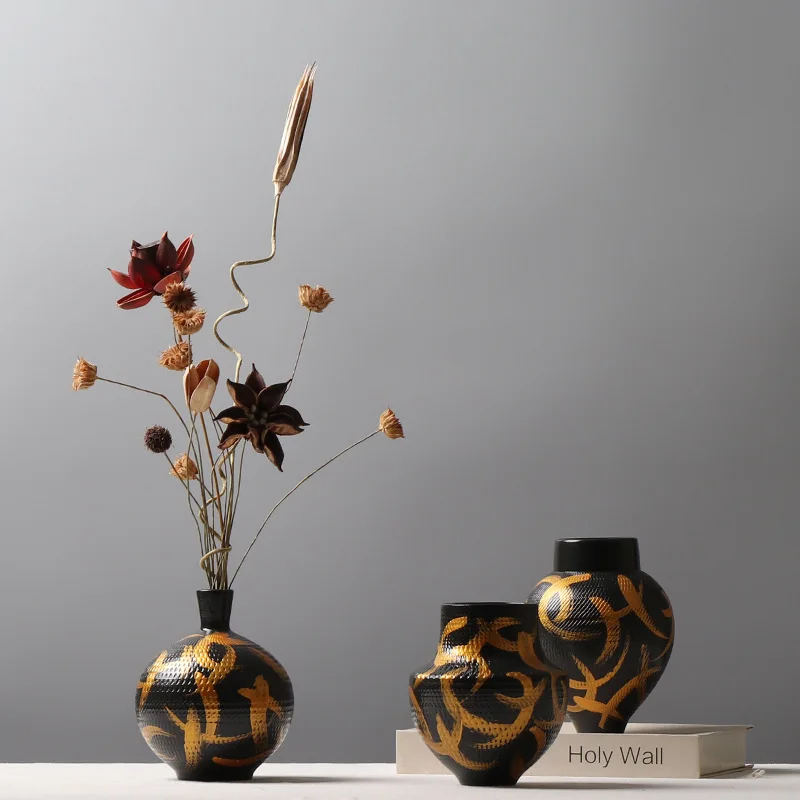 Ceramics Sets Pampas Grass Pot Natural Dried Flowers Wedding Home Decor Bouquet Frosted Matte Modern Minimalism Ceramic Vase