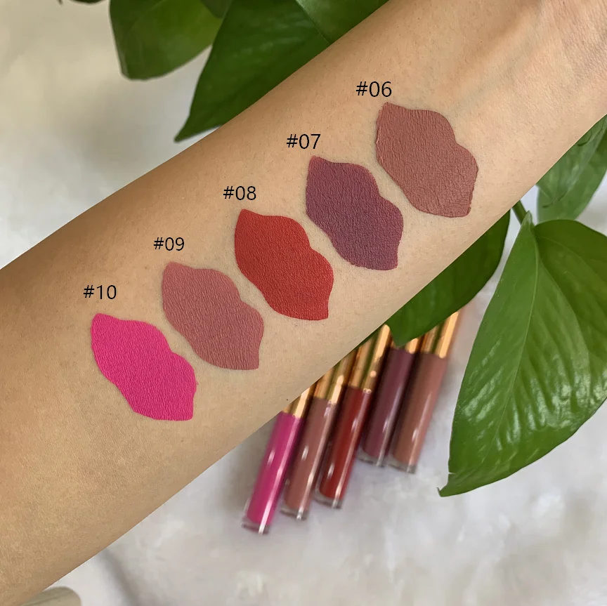 Косметический красный блестящий коврик для губ с логотипом на заказ, водостойкая нюдовая матовая помада с фирменной этикеткой