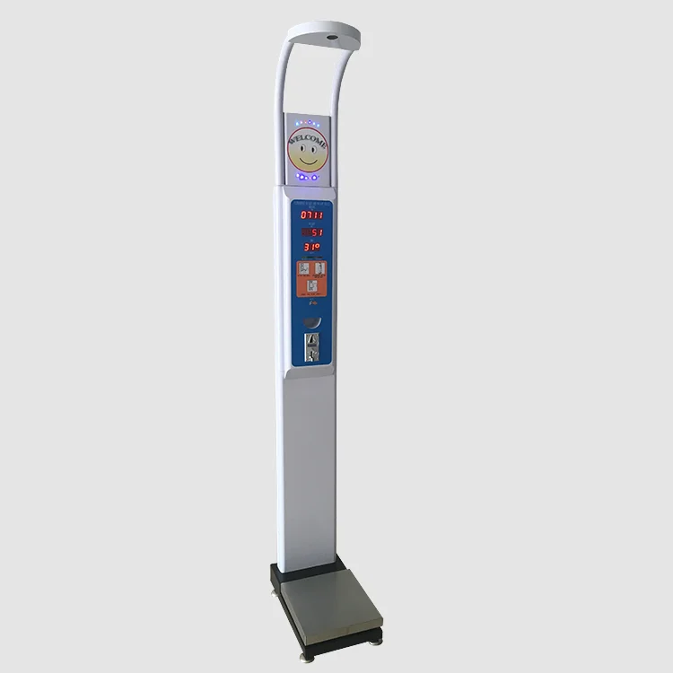 printed digital balance body mass index machine medical pharmacy weight and height scale using coins