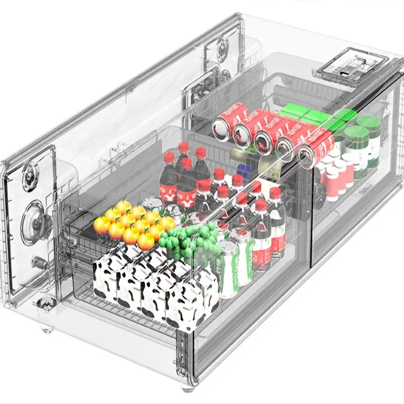 Top New Product 2022 Furniture Refrigerator Cooler and Cold Table Built-in Loudspeaker and Wireless Charging Stations Dual-zone