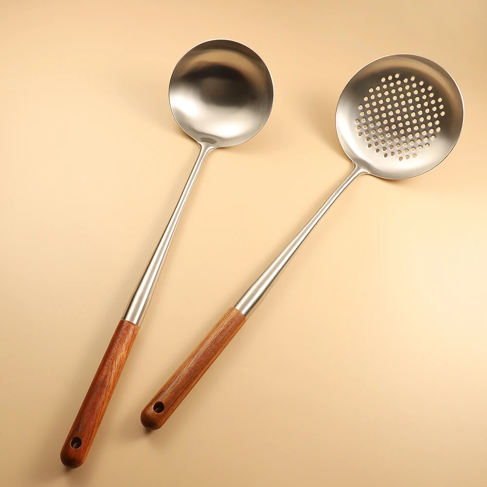 New Arrivals Home And Kitchen Accessories Kitchenware Wood Handle Skimmer Spoon Cooking Utensils Sets