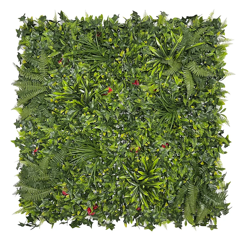JS Artificial Plant Wall Panel Green Material Exterior Interior Wall Stone Tiles Artificial Grass Wall for Vertical Garden Home