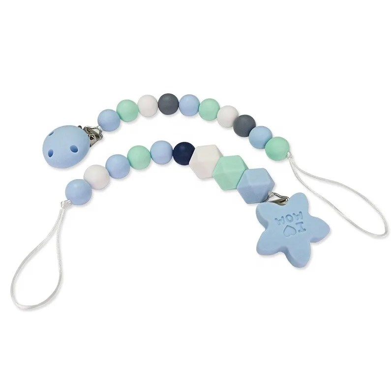 Wholesale Five-Pointed Star Shape BPA Free Food Grade Silicone Soonther Clip Teether crochet baby teether