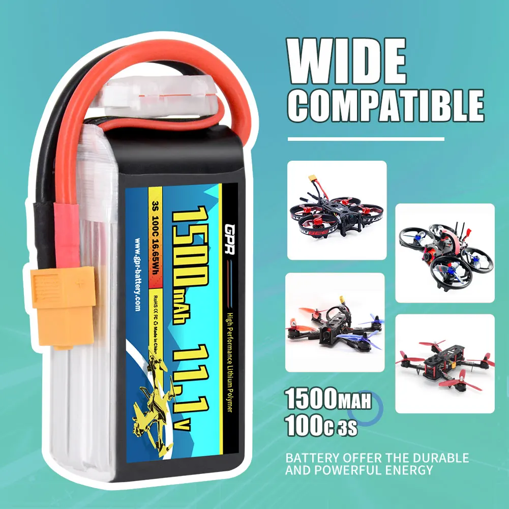 High Capacity Rechargeable Manufacturer RC Lipo Battery 3S 11.1V 1500mah lithium ion batteries battery for FPV drone aircraft