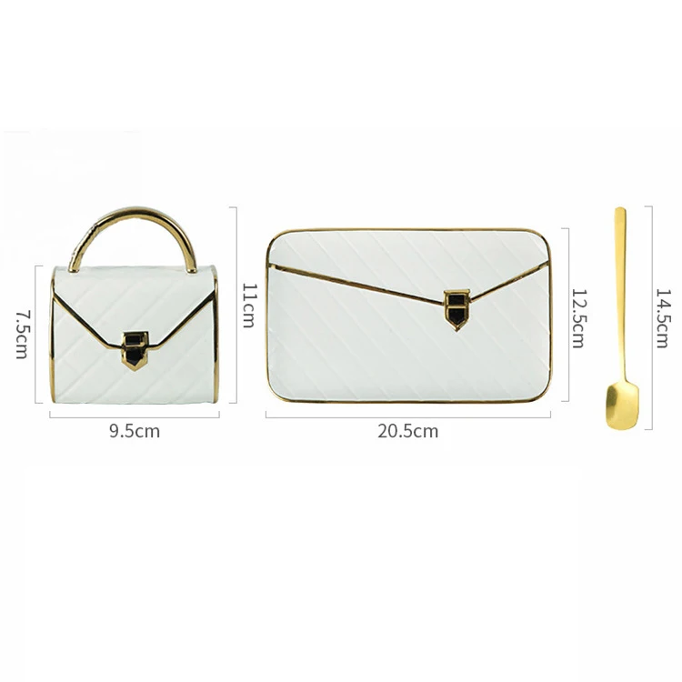 Elegant light luxury fashion creative bag-shaped European afternoon tea coffee cup and saucer set