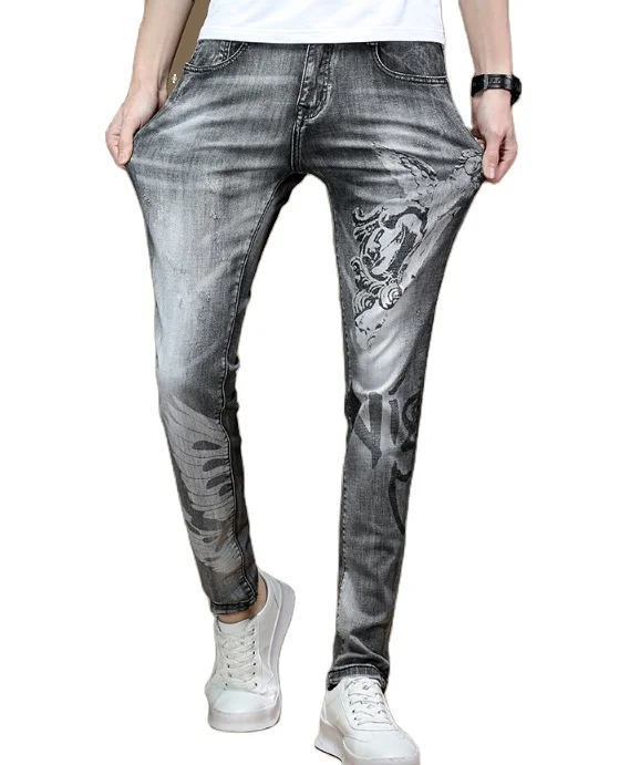 European style hot sale fall ripped hole mens jeans denim pants trousers for men denim jeans pants