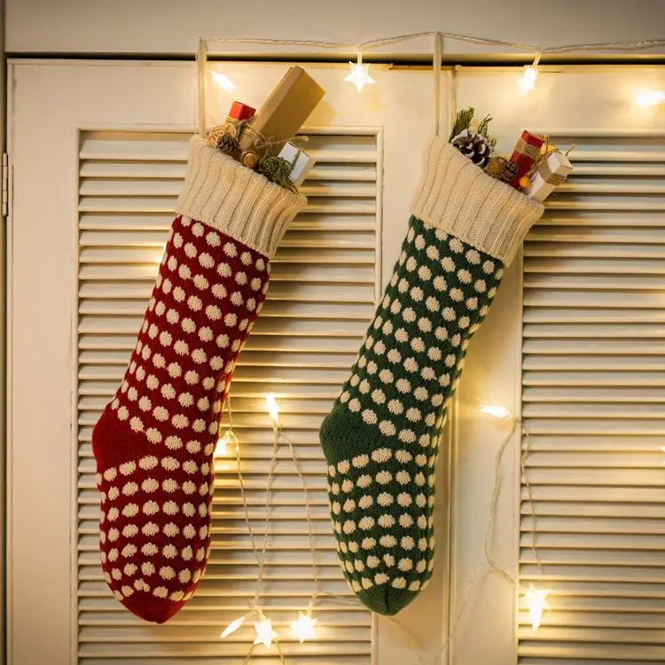 46cm Stockings Personalized Cable Knit Christmas Stockings for Christmas Candy Gifts Bag Decor
