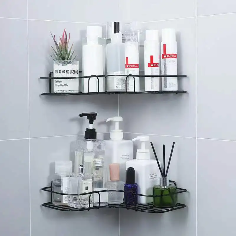 Bathroom Shelf Shower Wall Mount Storage Holder With Suction Cup No Drilling Kitchen Storage Bathroom Accessories