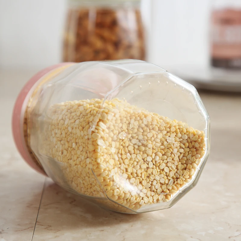 1.08L nut jam candy cookie honey sealed canister pickle container airtight glass food storage jar with plastic screw lid