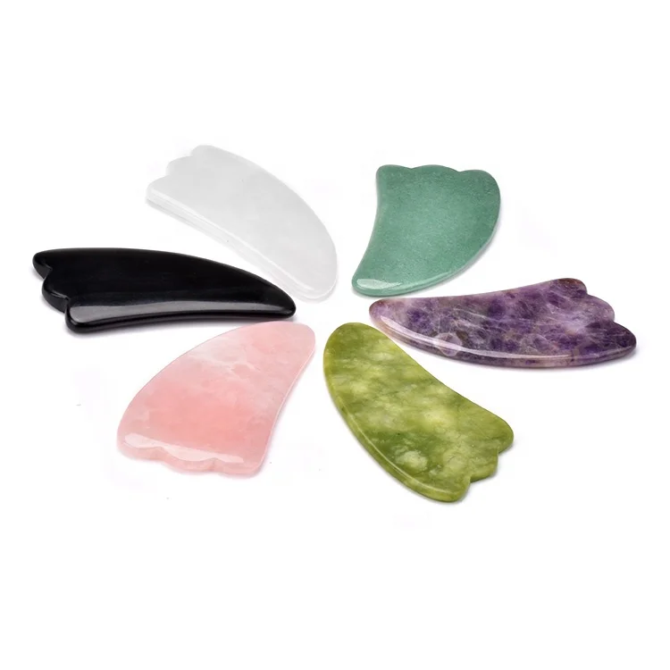 Wholesale Anti Aging Face Massager Jade Feng Natural Facial Jade Roller Gua Sha Set with bistratal intercalated double box